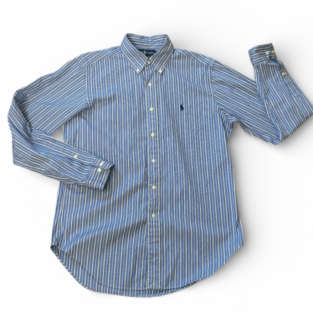 Ralph Lauren‎ Blue Label Pony Classic Fit Striped Button Down Size 15 1/2"